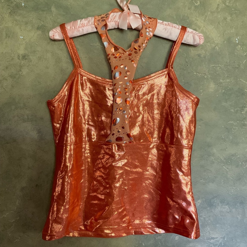 Vintage Y2K Metallic High Neck Harness Top